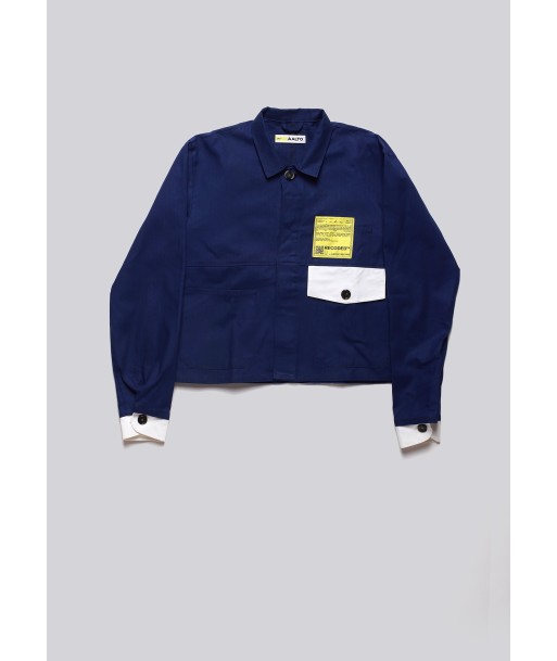 Cropped Worker Blue Jacket Dans la société mordern