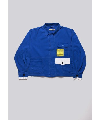 Cropped Worker Blue Jacket Les êtres humains sont 