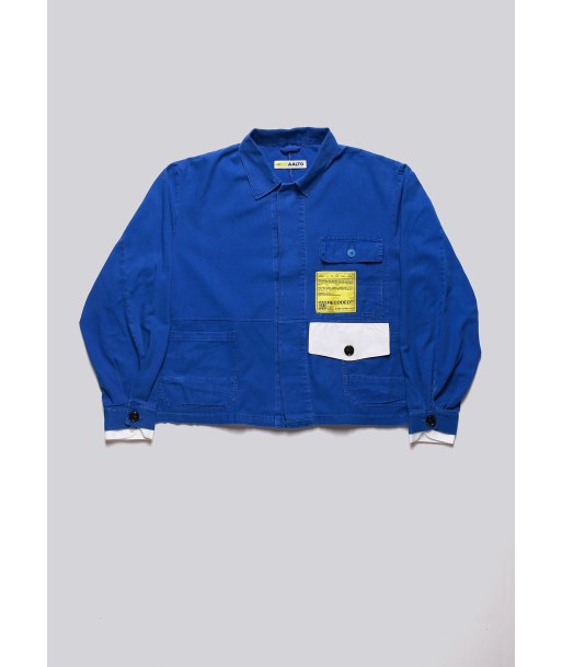 Cropped Worker Blue Jacket Les êtres humains sont 