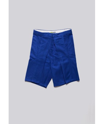 Worker Blue Front Pleat Shorts Paris Déstockage Promo