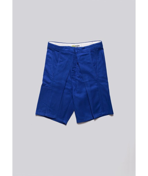 Worker Blue Front Pleat Shorts Paris Déstockage Promo