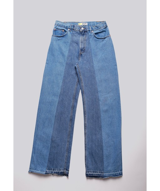 Large Biais Cut Split Denim le des métaux précieux