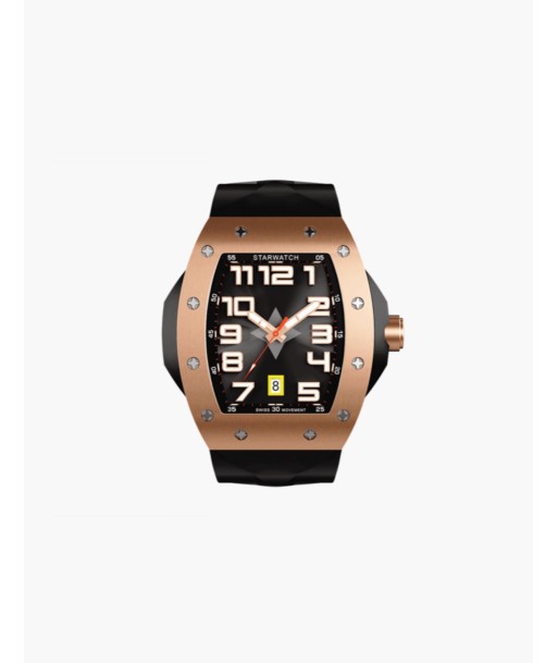 STARWATCH SCOTT ONN, MOUVEMENT SUISSE À QUARTZ MONTRE OR ROSE, FOND NOIR ET BRACELET NOIR l'achat 