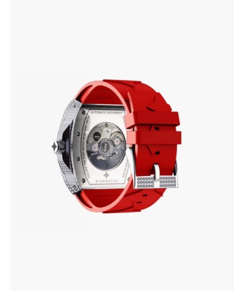 STARWATCH ALDEN II S2R, MOUVEMENT AUTOMATIQUE MONTRE DIAMANTS, FOND NOIR ET BRACELET ROUGE pas cher